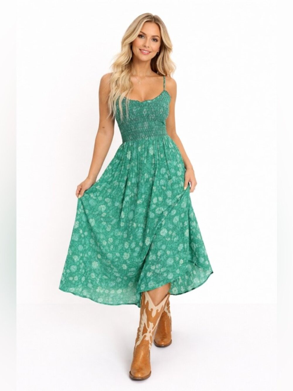 Free People Sweet Nothings Midi Dress Forest Combo XS Cottagecore Bohemian